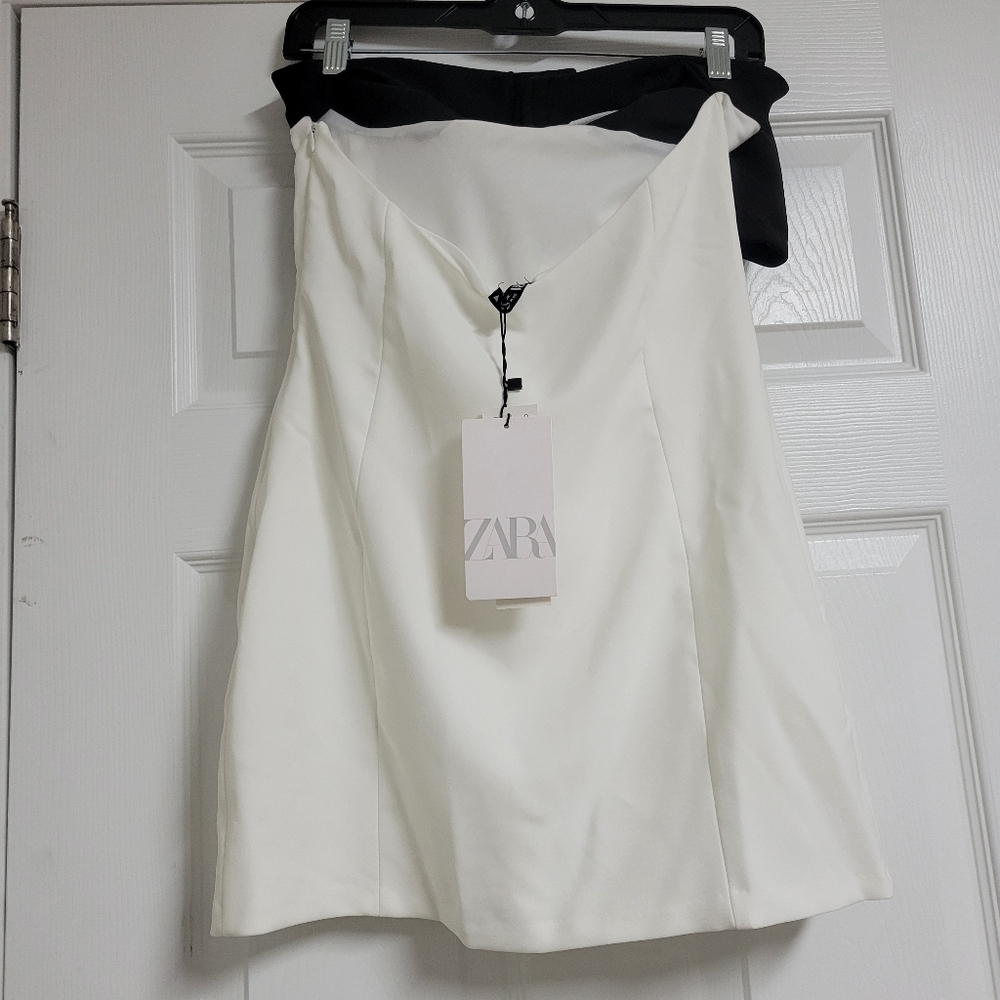 Zara NWT Bloggers Fave Strapless Bow Mini Dress Size Medium. - Picture 6 of 10